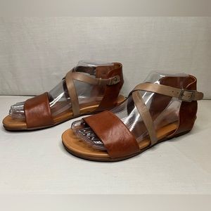 Brown and Tan Leather Sandals